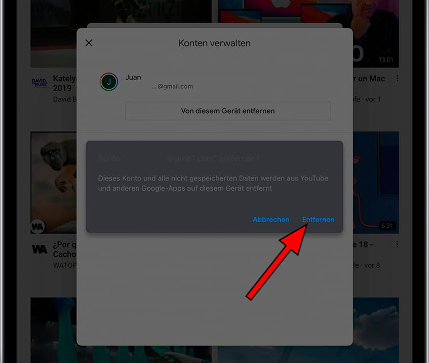 Bestätigen Sie das Entfernen des Google-Kontos von Apple iPad 10.2 (2019)
