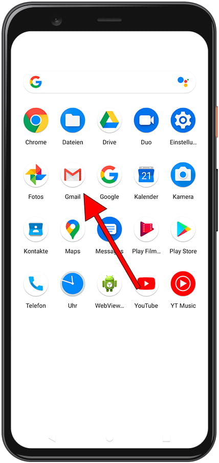 Google Mail-Apps-Bildschirm