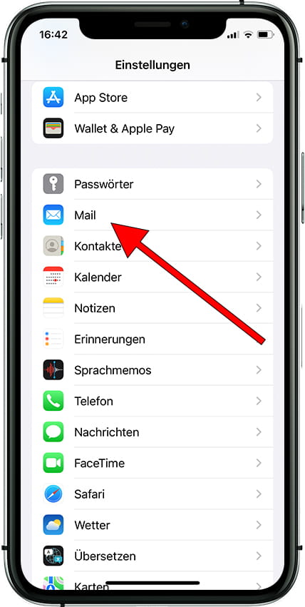 Mail-Konfiguration Apple iPhone XS