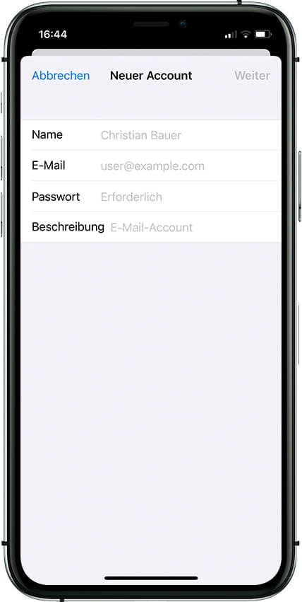 Neues E-Mail-Konto Apple iPhone 14 Pro