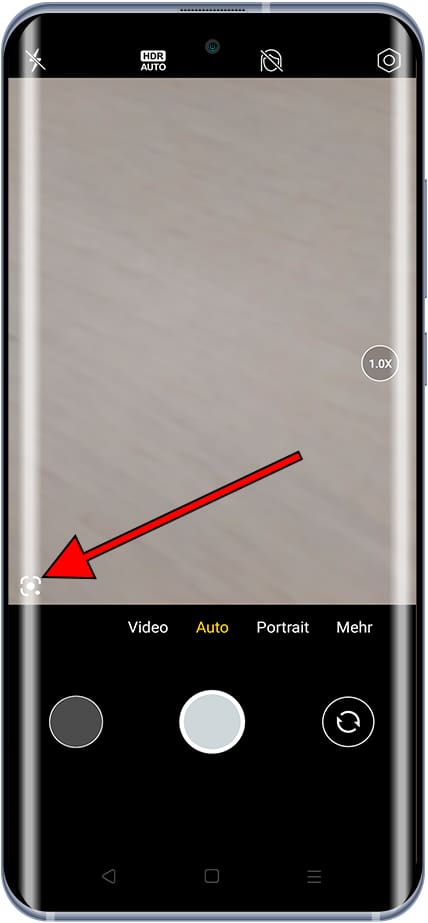 Google Lens-Symbol auf der Kamera