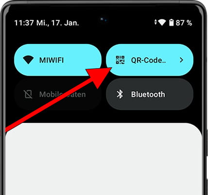 Erfassen Sie den QR-Code vom Quick Panel
 Android
