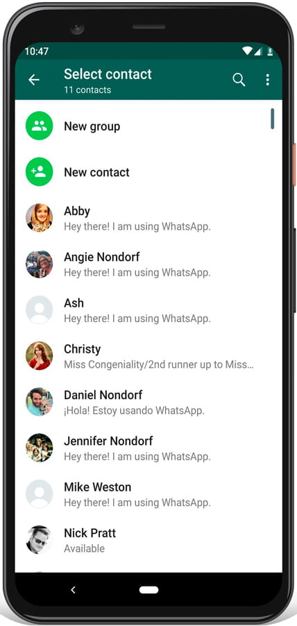 Kontakt auswählen WhatsApp