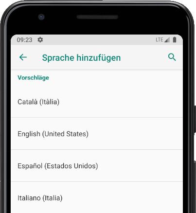 Suche nach Android-Sprachen