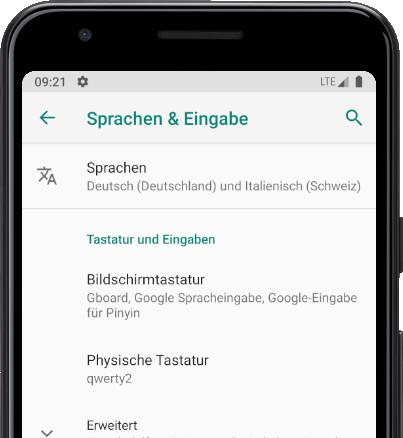 Android-Menüsprachen